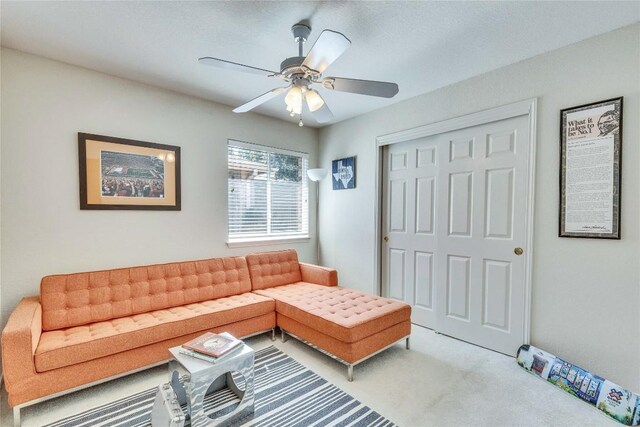 4316 Campo Verde Dr, Austin, TX 78749 - carpeted living room with a ceiling fan