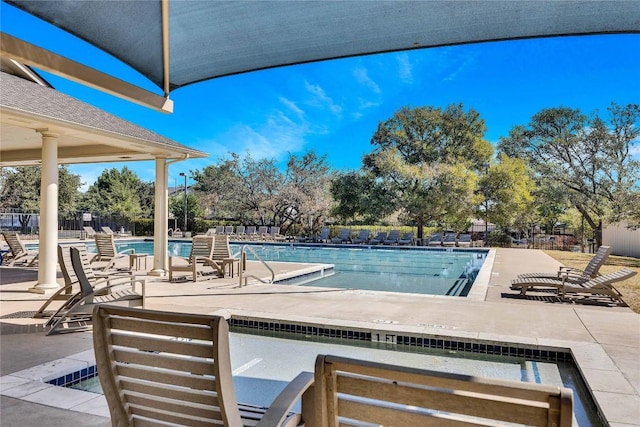 4316 Campo Verde Dr, Austin, TX 78749 - community pool featuring a patio area and fence