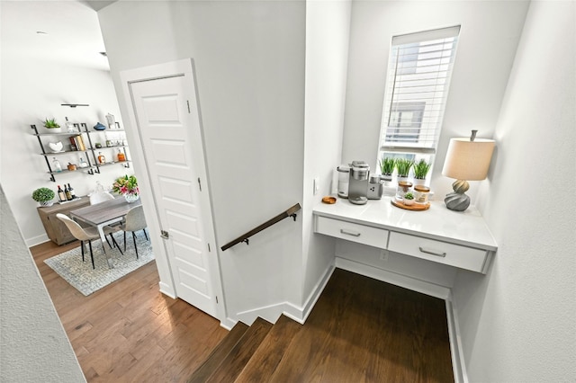 hall featuring dark hardwood / wood-style floors