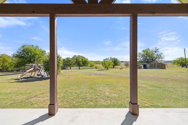 view of yard featuring a playground