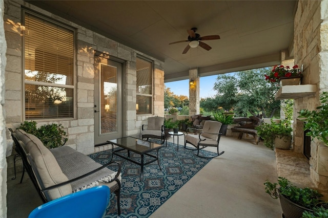 view of patio / terrace with outdoor lounge area and ceiling fan