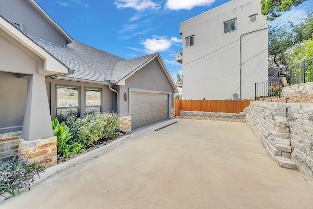 exterior space featuring a garage