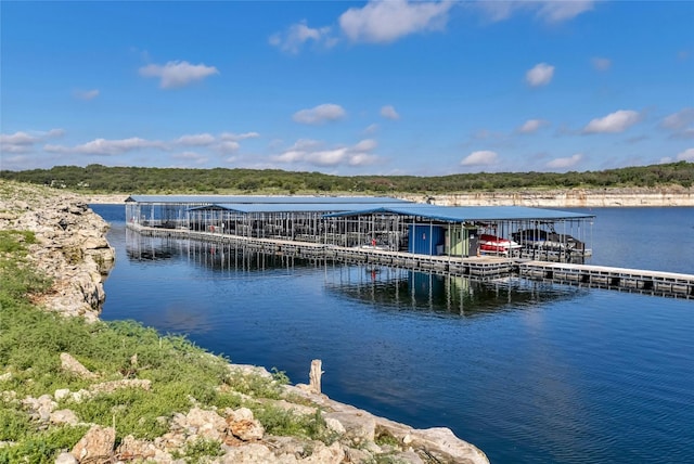 view of dock featuring a water view