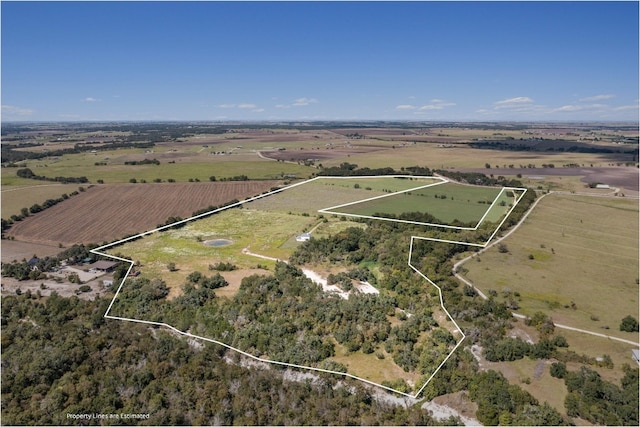 bird's eye view featuring a rural view