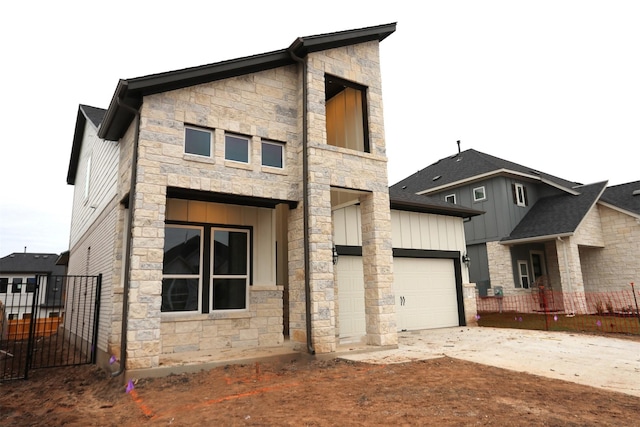 view of front of house with a garage