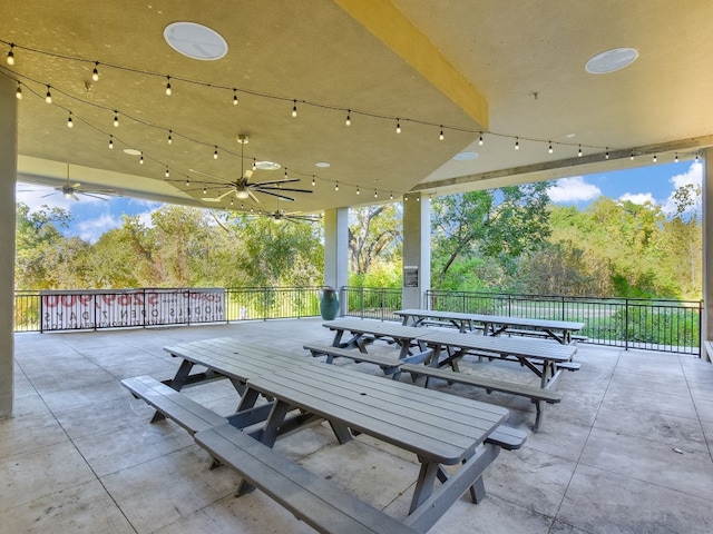 view of patio / terrace featuring ceiling fan