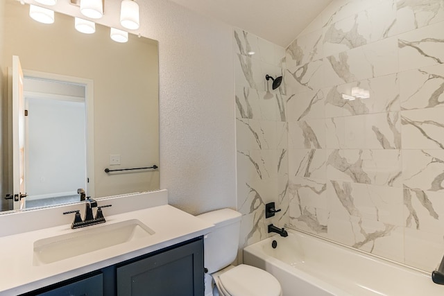 8508 Dongan Dr, Austin, TX 78744 - bathroom featuring vanity, tub / shower combination, and a textured wall