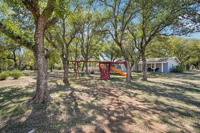 view of yard featuring a playground