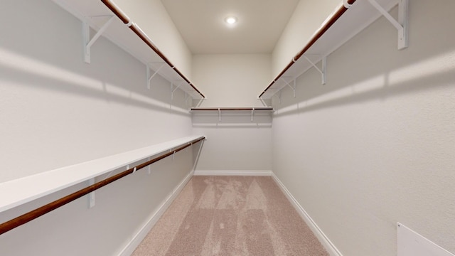 spacious closet with light colored carpet