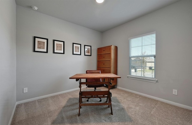 view of carpeted office space