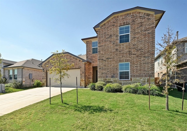 view of front of property featuring a front lawn