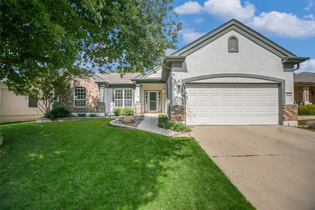 view of front of home featuring a garage and a front yard