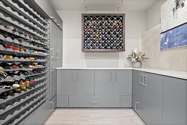 wine room with light hardwood / wood-style floors