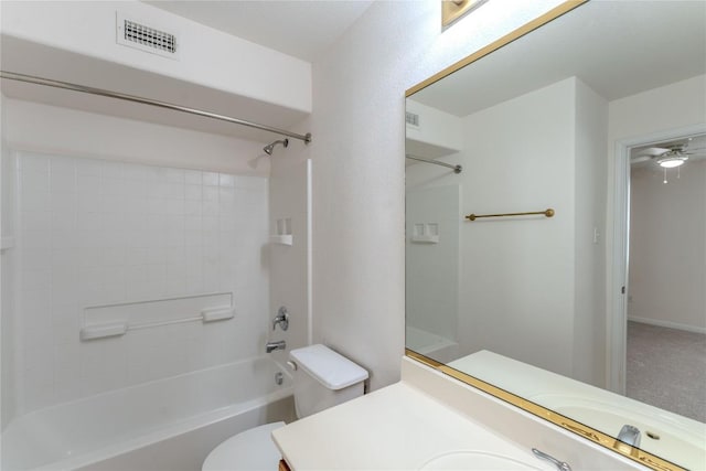 418 Shadow Pt, San Marcos, TX 78666 - full bath with toilet, vanity, bathtub / shower combination, and visible vents