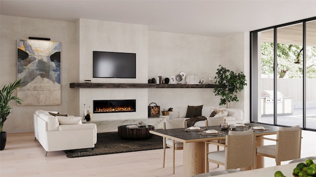 living room with light wood-type flooring