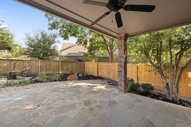 view of patio with ceiling fan