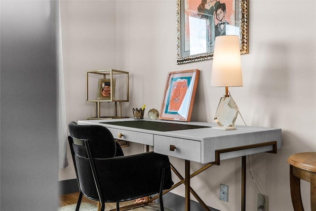 office area with wood-type flooring