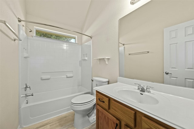 13108 Craven Ln, Manor, TX 78653 - full bath featuring toilet, vanity, wood finished floors, and  shower combination
