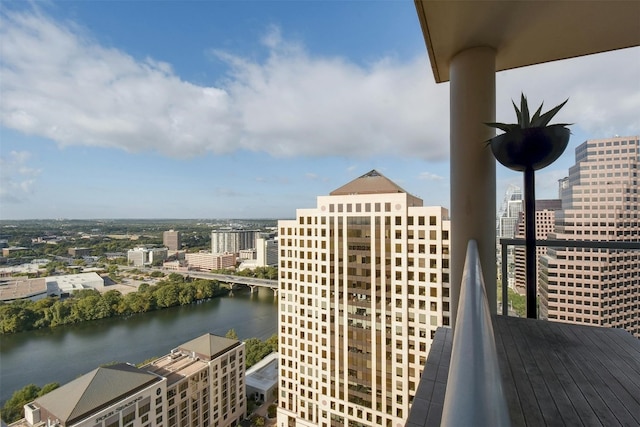 exterior space featuring a water view