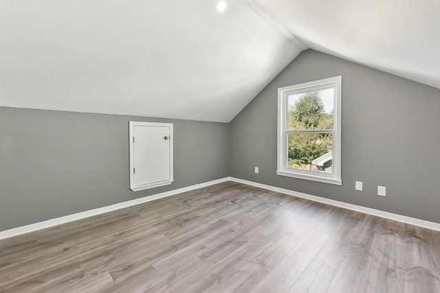 additional living space with lofted ceiling and light wood-type flooring