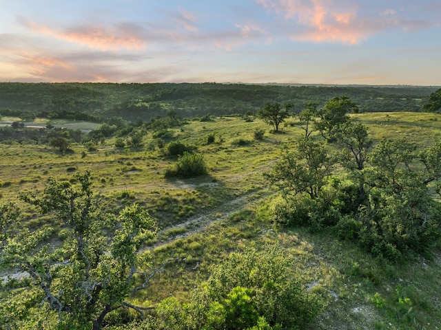 view of aerial view at dusk