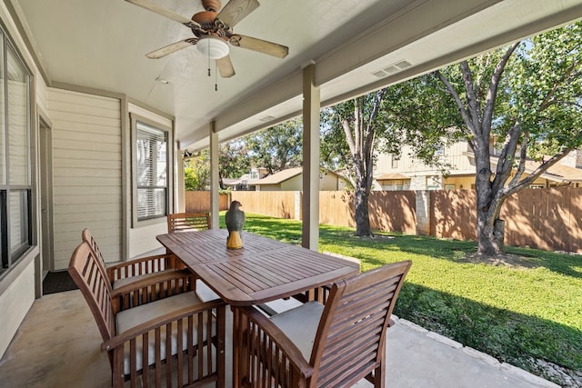 view of patio with ceiling fan