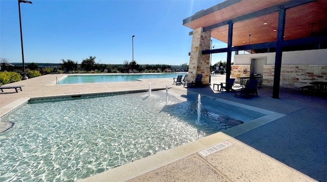 view of pool featuring a patio area