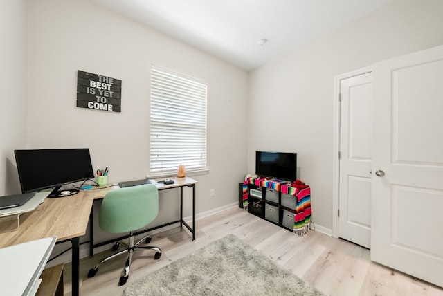 office featuring light hardwood / wood-style flooring