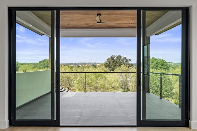 doorway to outside with light hardwood / wood-style flooring