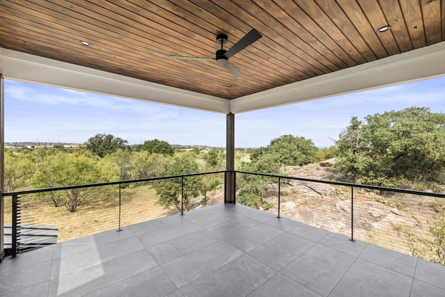 balcony with ceiling fan