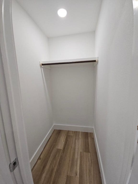 walk in closet featuring wood finished floors