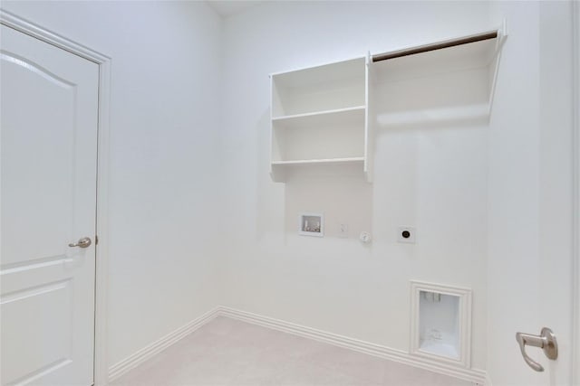 1425 Cole Estates Dr, Georgetown, TX 78628 - washroom featuring gas dryer hookup, electric dryer hookup, hookup for a washing machine, and baseboards