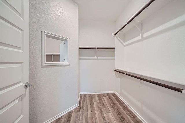 spacious closet with light hardwood / wood-style flooring