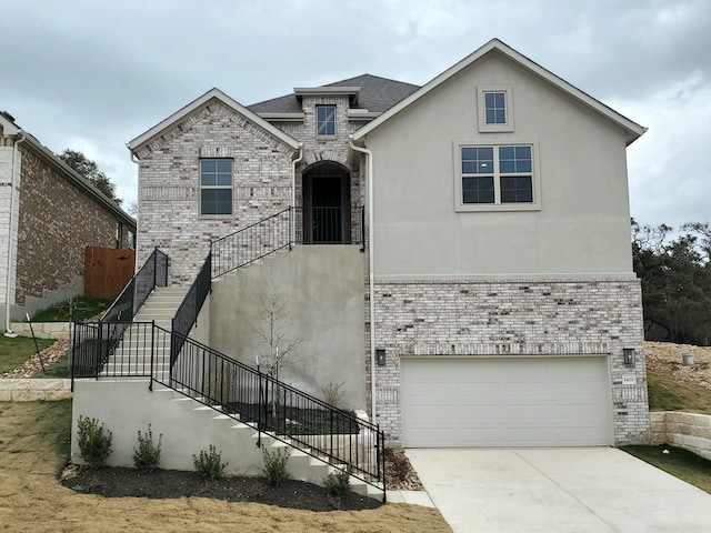 front of property with a garage