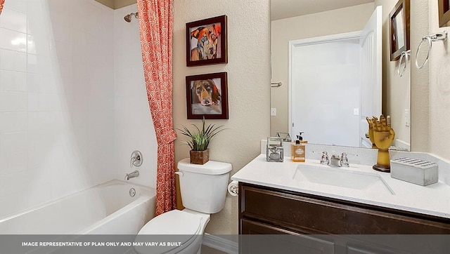 full bathroom featuring vanity, toilet, and shower / bath combo