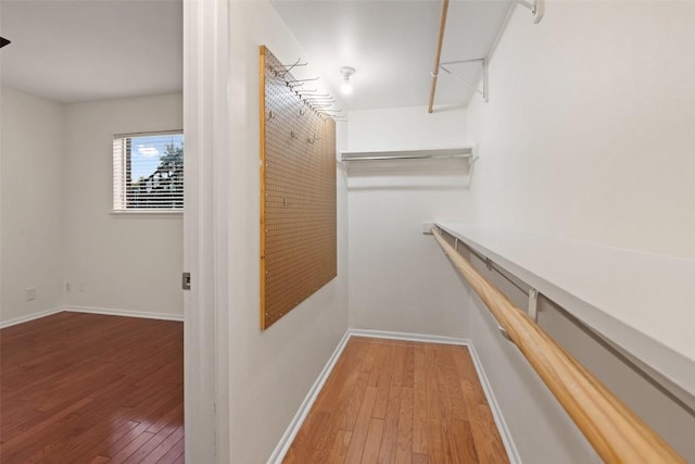 spacious closet featuring hardwood / wood-style flooring