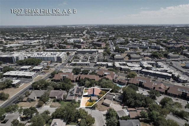 1807 Briar Hill Dr Unit A & B, Austin, TX 78741 - aerial view of property and surrounding area with property parcel outlined