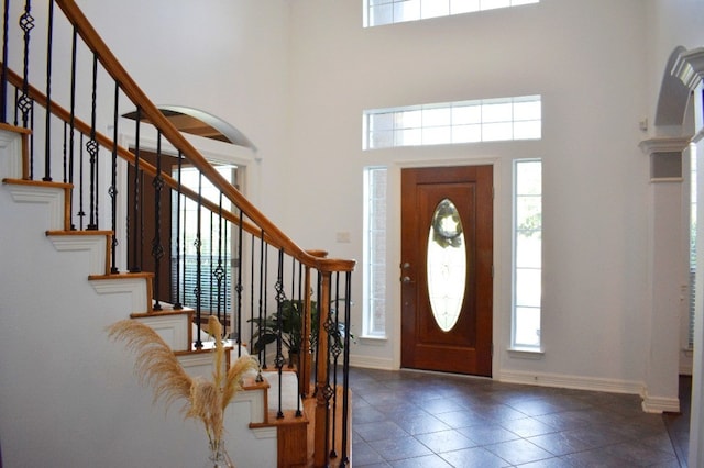 foyer featuring plenty of natural light and a high ceiling