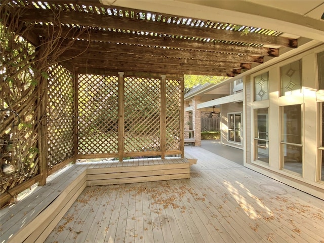 deck featuring a pergola