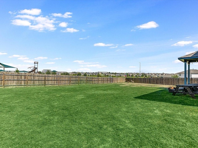 view of yard featuring a fenced backyard