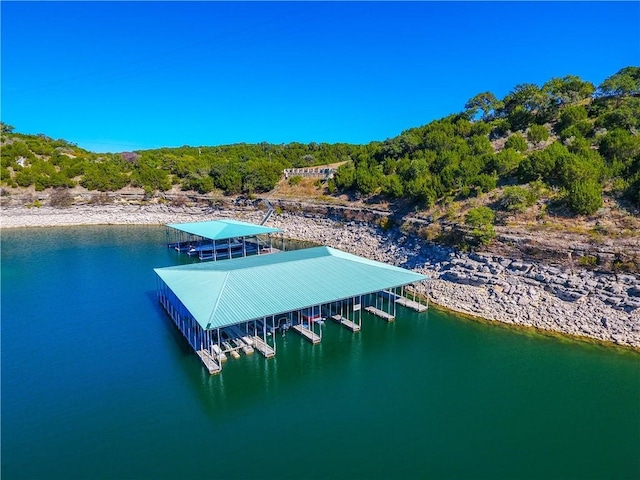 view of dock featuring a water view