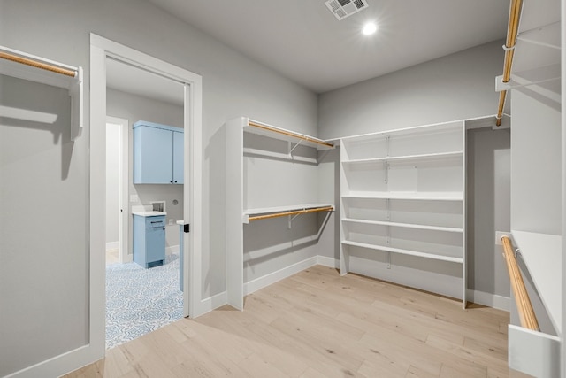 spacious closet with light wood-type flooring