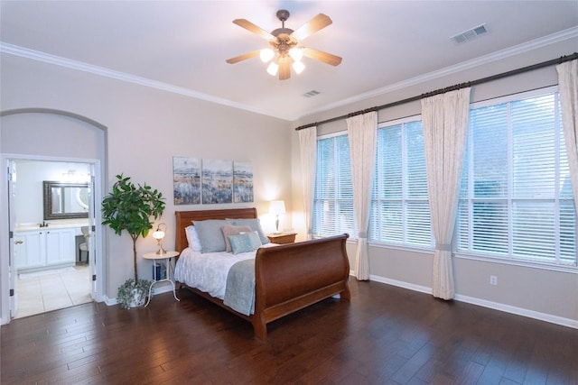 3109 Wild Rock Cv, Austin, TX 78732 - bedroom with visible vents, baseboards, multiple windows, and hardwood / wood-style flooring