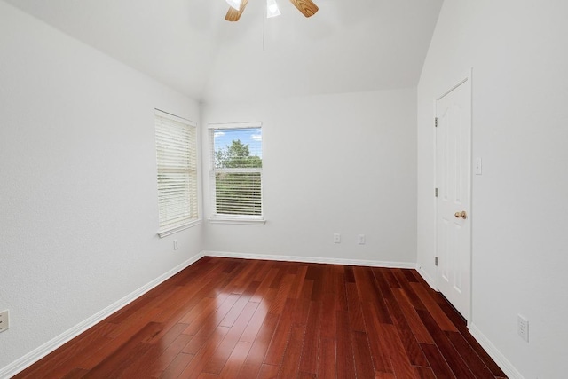 9228 Limoncillo Dr, Austin, TX 78750 - unfurnished room featuring ceiling fan, wood finished floors, and lofted ceiling