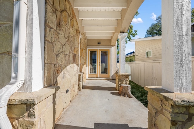 doorway to property featuring french doors