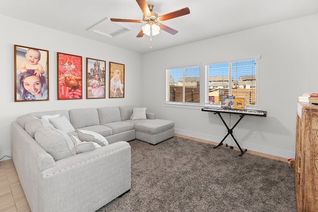 living room featuring carpet floors