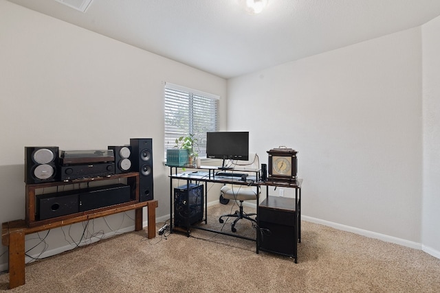 view of carpeted office space