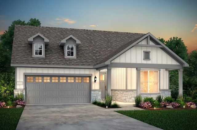 view of front of home with a garage