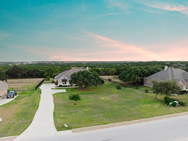 view of aerial view at dusk