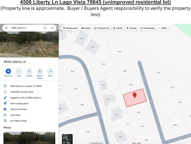 4506 Liberty Ln, Lago Vista TX, 78645 land for sale